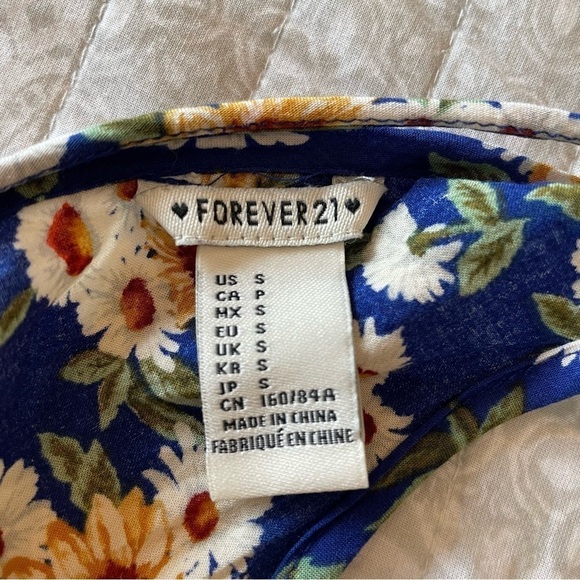 Forever 21 Babydoll Peplum Sleeveless Floral Sunflower Tank Top Small - Picture 6 of 9
